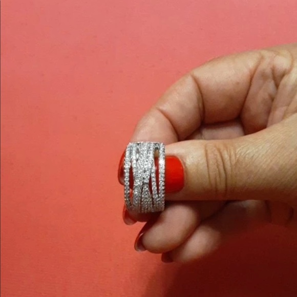 Restock-New 925 Sterling Silver Interweave Diamond ring - Picture 5 of 9